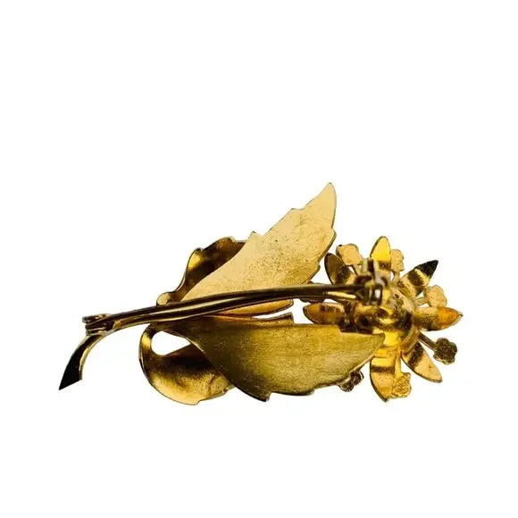 Vintage Damascene Flower Brooch - Picture 5 of 9